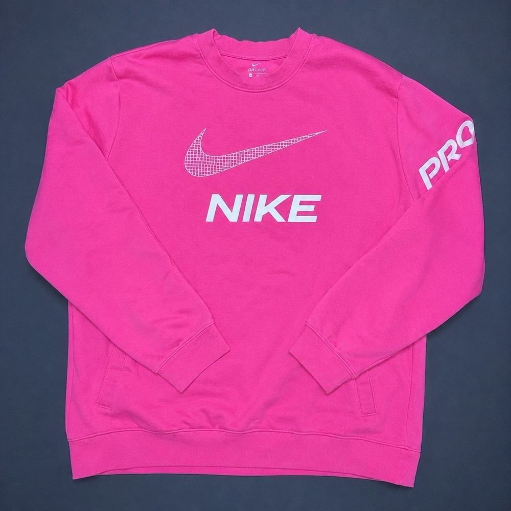 Nike Dri Fit Pink Hoodie Sweatshirt Womens Medium Athletic Pullover